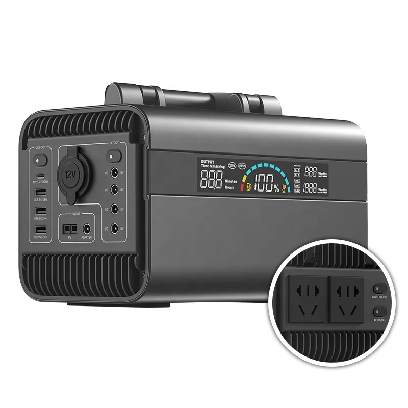 

All power high 1000w 220v portable and universal led super ac power station outdoor solar chager power bank