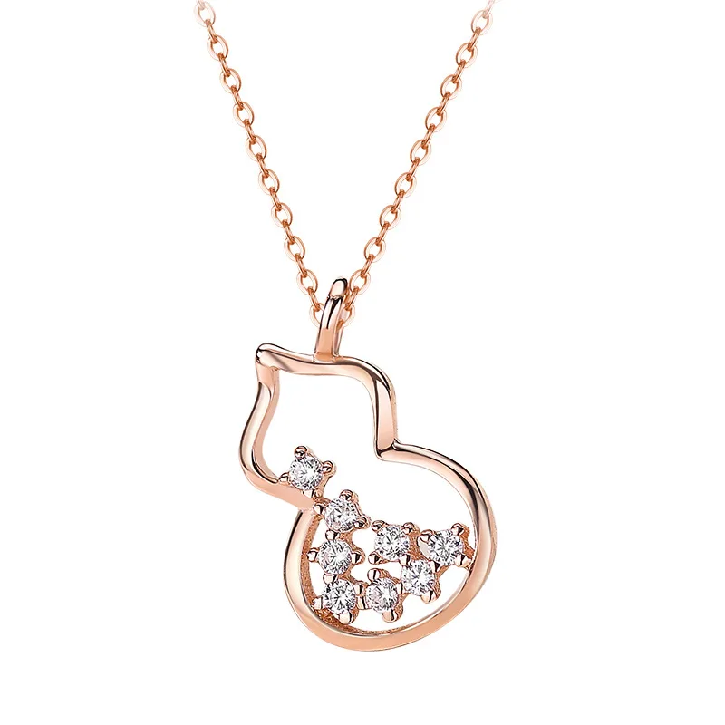 

Minimalist 925 Sterling Silver Hollow Gourd Charm Micro Zircon Pendant Necklace Gift