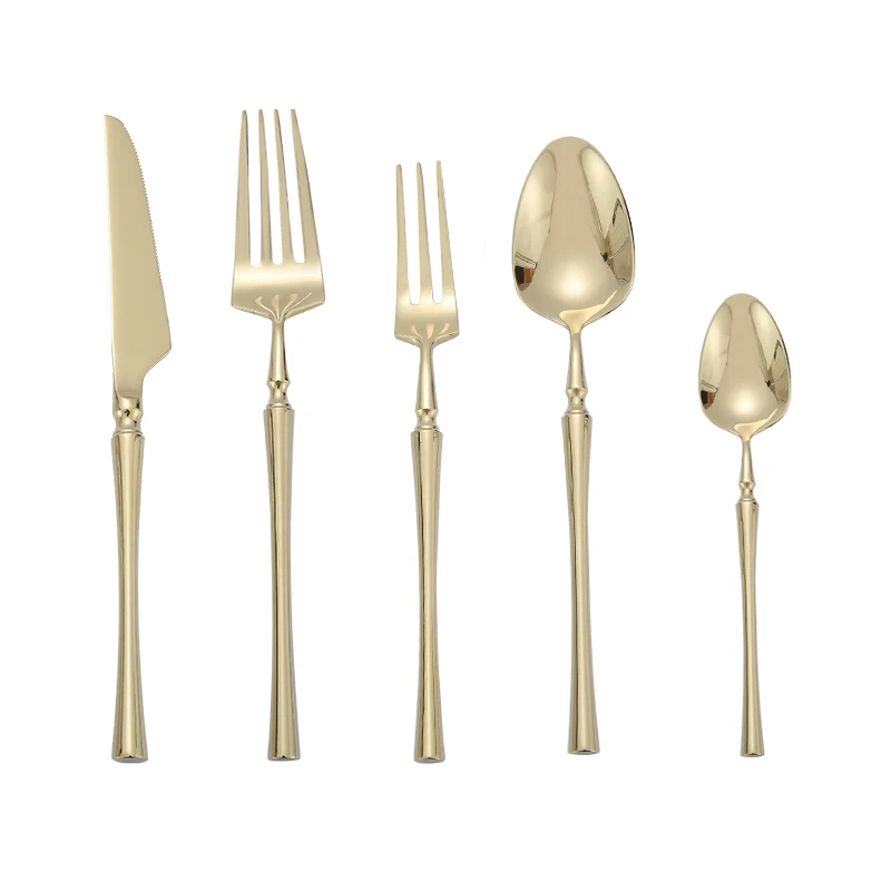 

Wholesale titanium reusable flatware sets wedding gift gold cutlery set