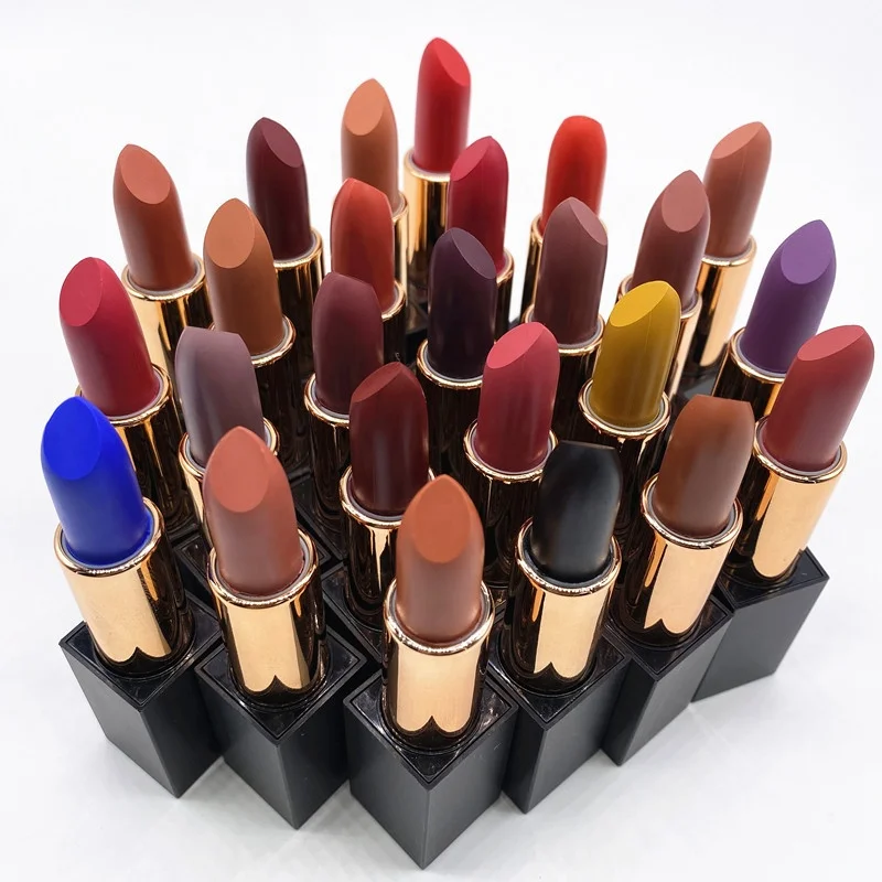 

OEM Private Label Lipstick Custom Matte Waterproof Lipstick Black Tube Nude Matte Lipstick