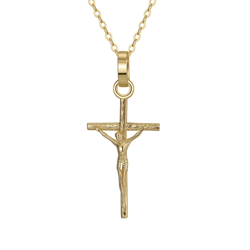 BAPN39 Rock 925 Sterling Silver Chain Necklace Gold Cross Pendant Necklace Cross Crucifix Pendant Jesus Necklaces for Women