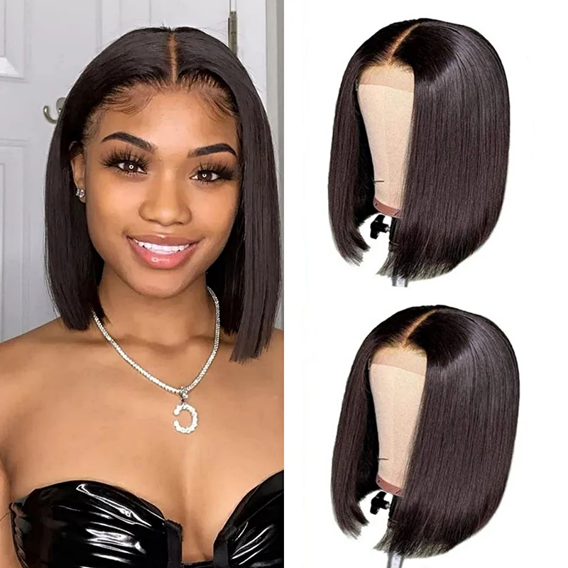 

Short 8inch straight bob cut wigs human hair hd lace front bundles with 13x6 lace frontals for black women