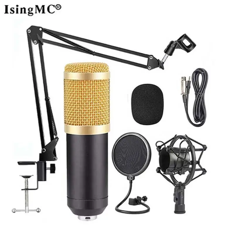 

New Product Big Color Bm800 Condenser Wired Ktv Microphone And V8 Sound Card, Silver,gold,black