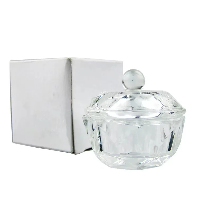 

Acrylic liquid holding glass cup nail art brush cleaner tool crystal star anise cup with lid professional manicure tool, Clear