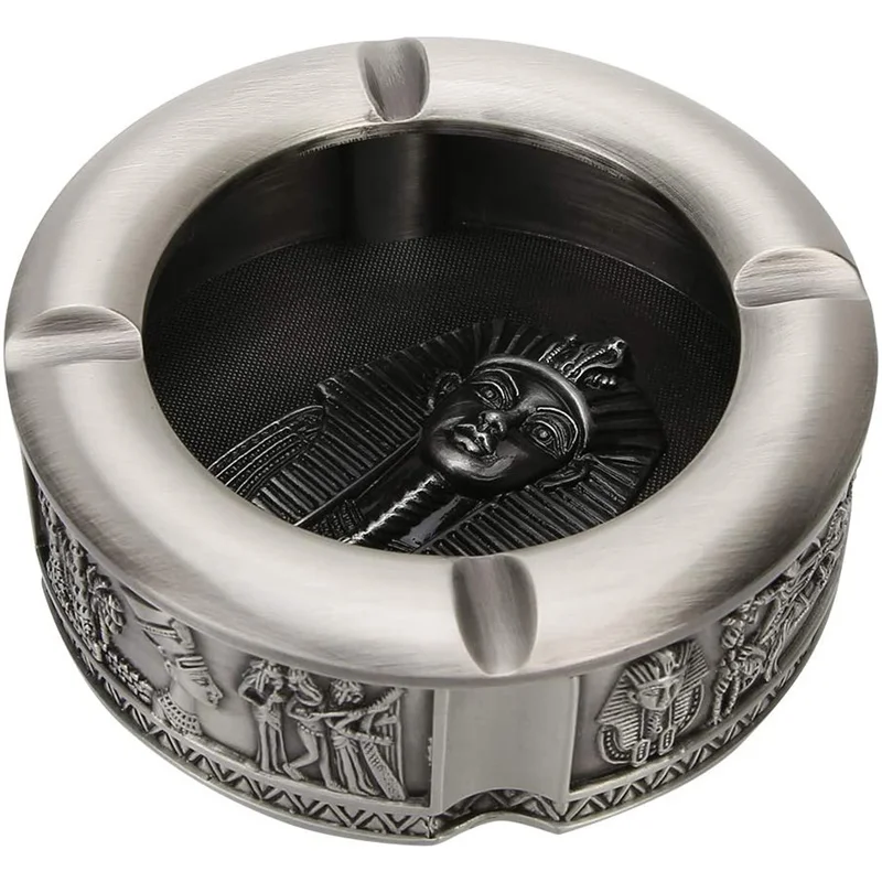 

New Design Outdoors And Home Round Decorative Ornaments Custom Silver Cigar Retro Metal Cigar Ashtray, Customized ashtray color