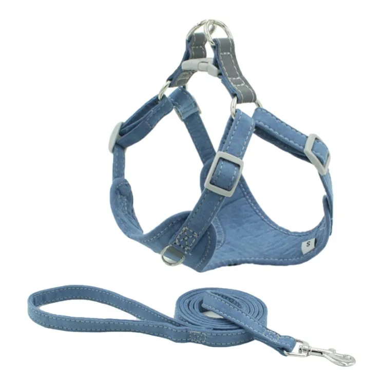 

Durable Suede Solid Color Pet Dog Harness Vest with Leash Set Reflective Breathable Dog Harness, As picture