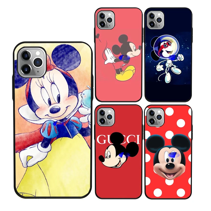 

Cute mickey mouse custom phone case printing for iPhone 11Pro Max 11 X XS XR XS MAX 8plus 8 7plus 7 6plus 6 5 5E case, Black