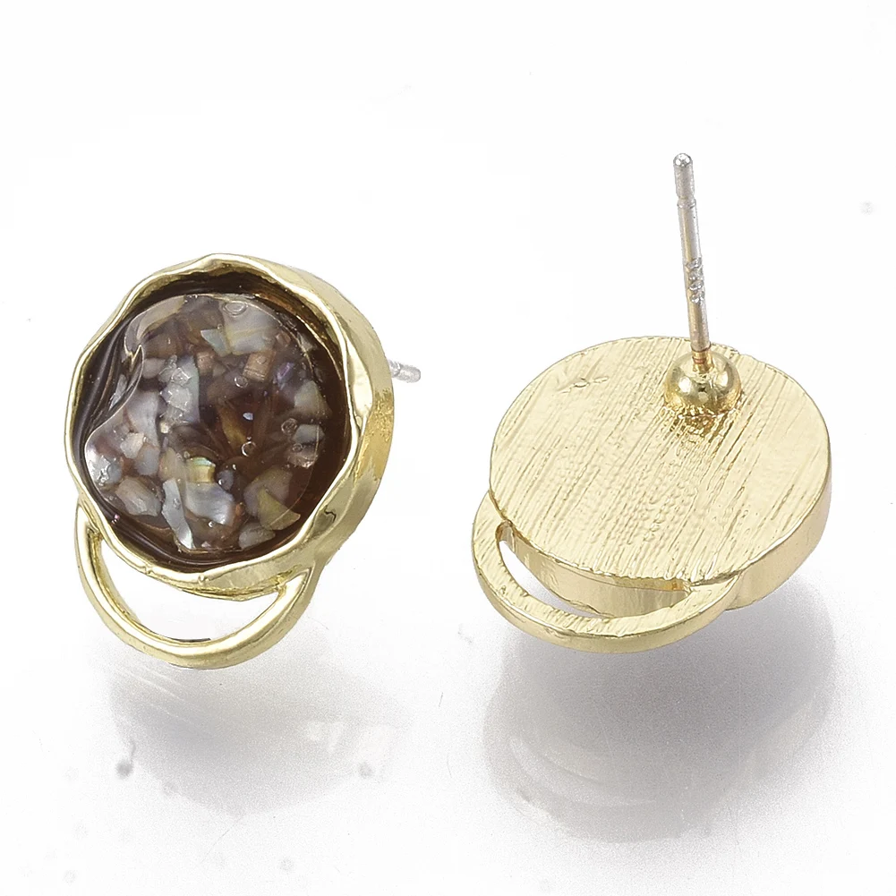 

PandaHall Resin and Shell Light Gold Camel Alloy Stud Earrings
