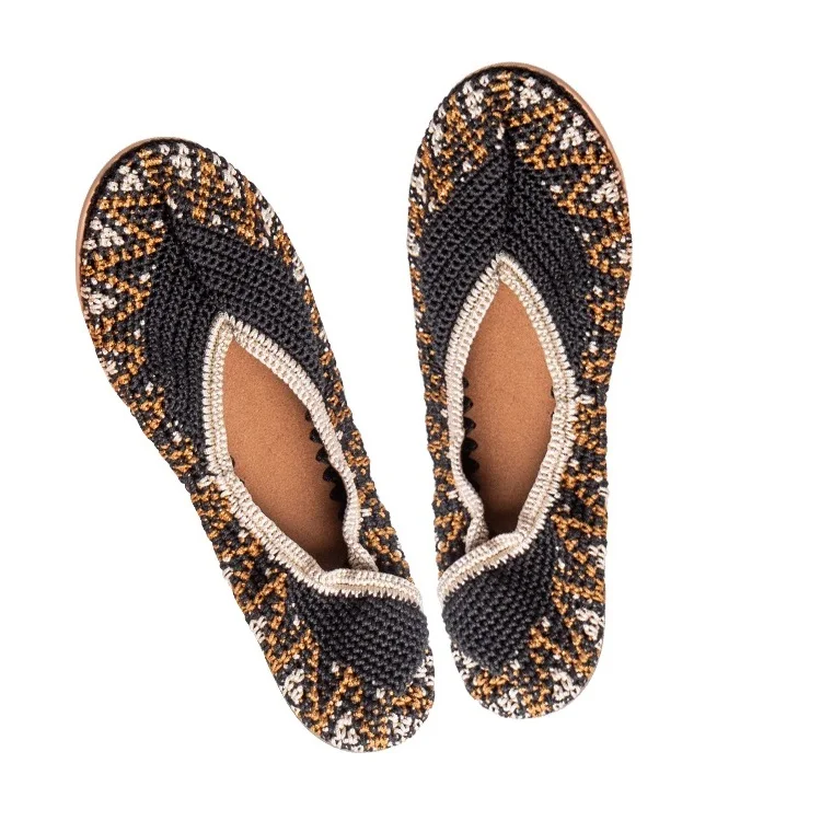 

New Design Summer Woven Soft Hollow Casual Breathable Knit Women Flat Shoes, Customized color