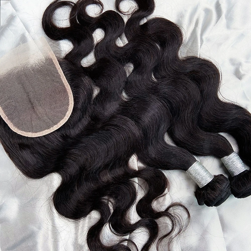 

Unprocessed raw human hair extension wig wholesale indian remy virgin human hair weave bundle with closure