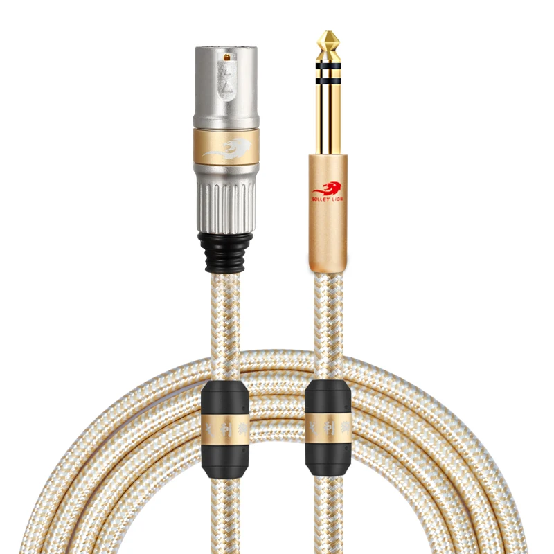 

Gold 6.35mm 1/4 Inch Stereo TRS Male To Cannon XLR Male Enthusiasts Audio Cable