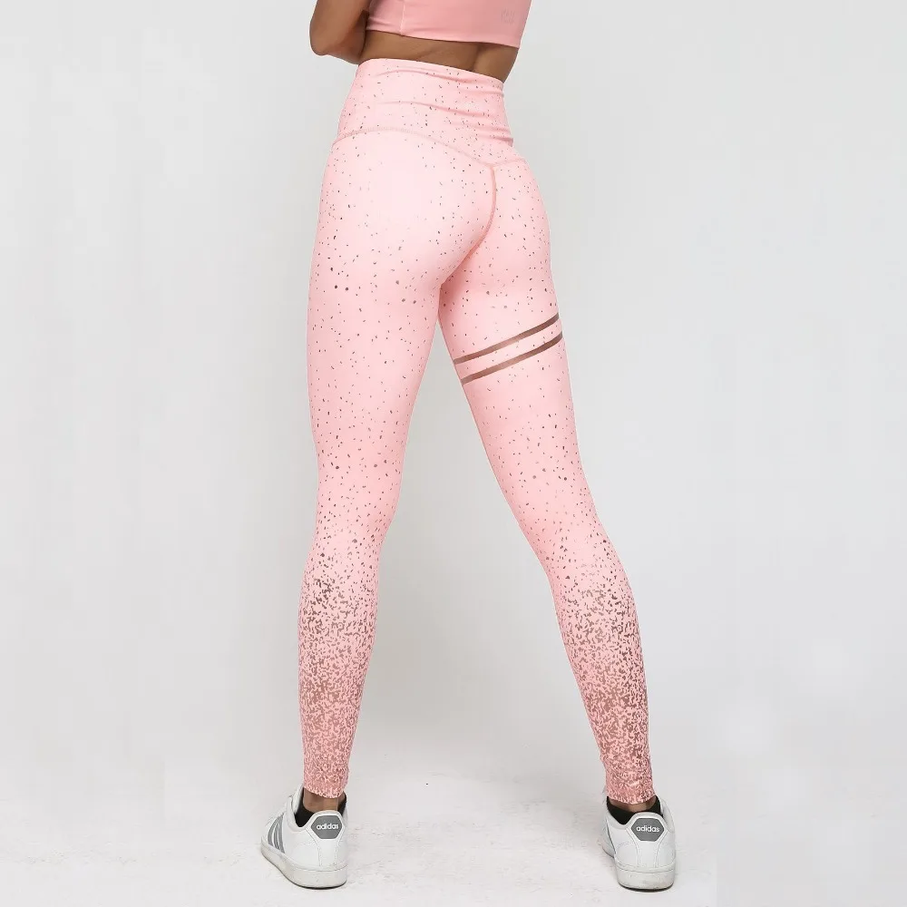 

INyoga Glitter gold glitter slash four-color skinny sports pants fitness Anti Cellulite Leggings