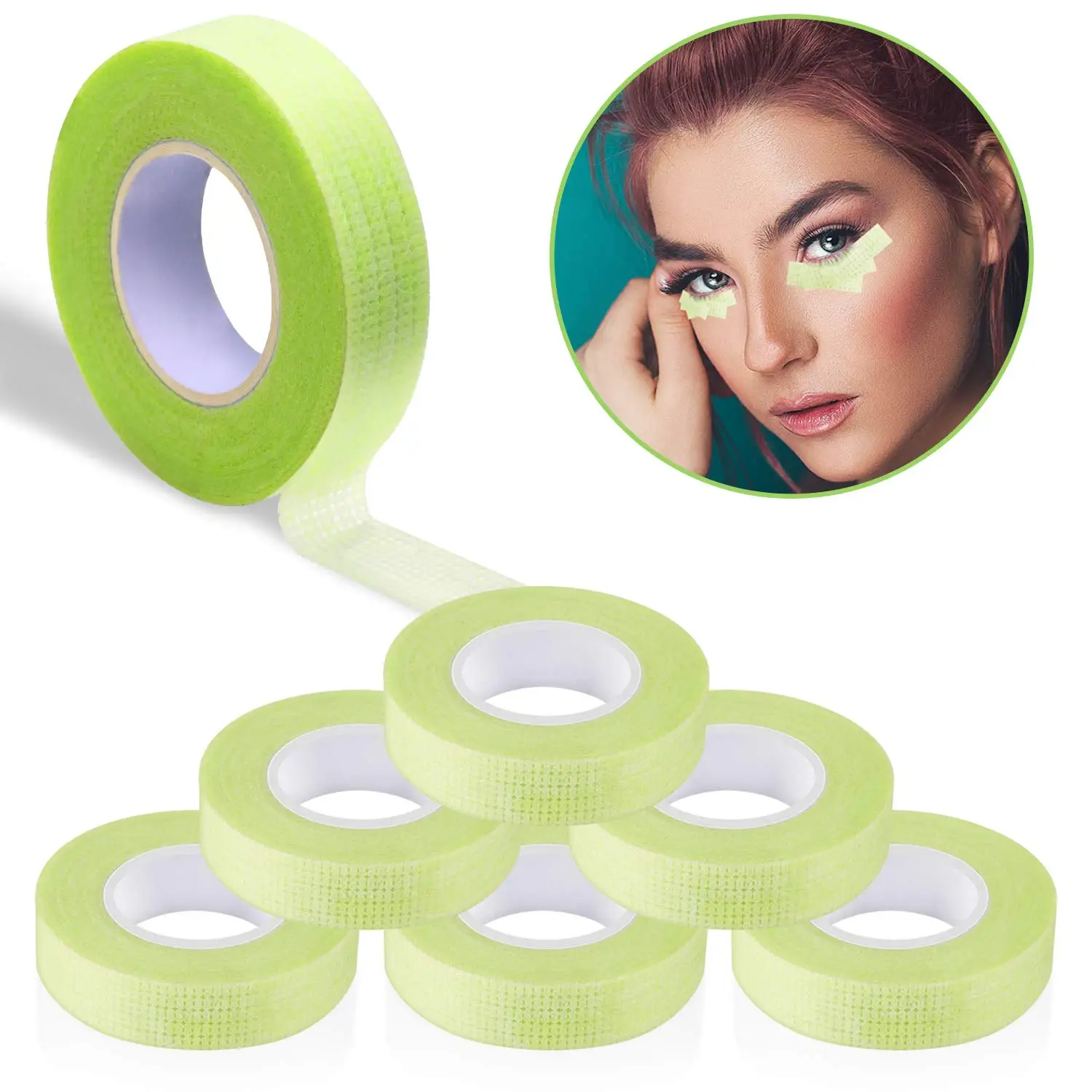 

Green Lash Tape for lash Extension, Adhesive Breathable Micropore Fabric Medical Tape for Eyelash Extension Supply, As the picture