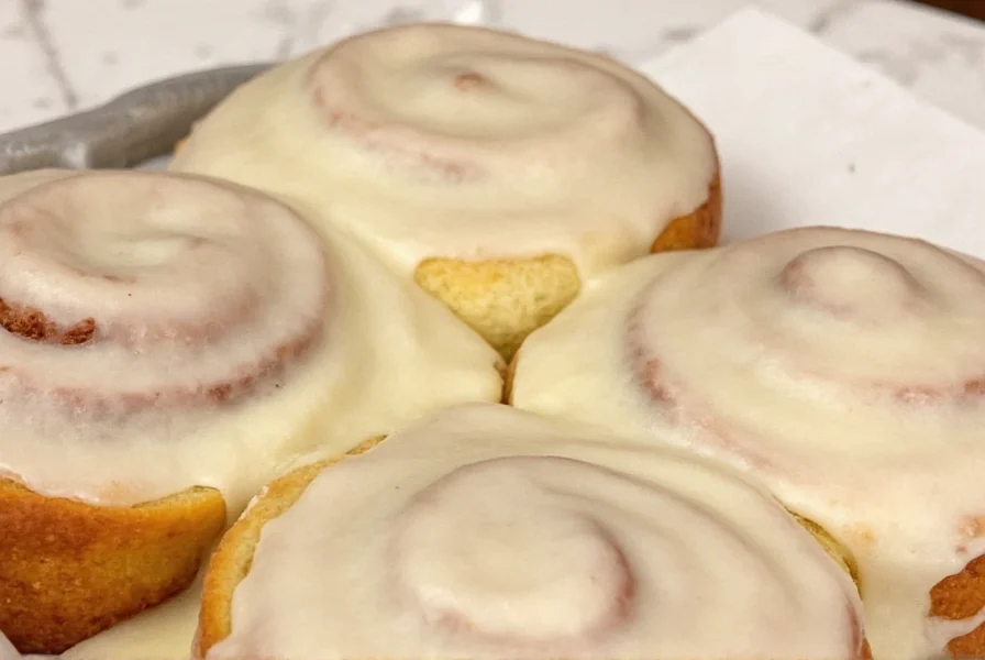 Step-by-step process of making creamy cinnamon roll icing in a mixing bowl