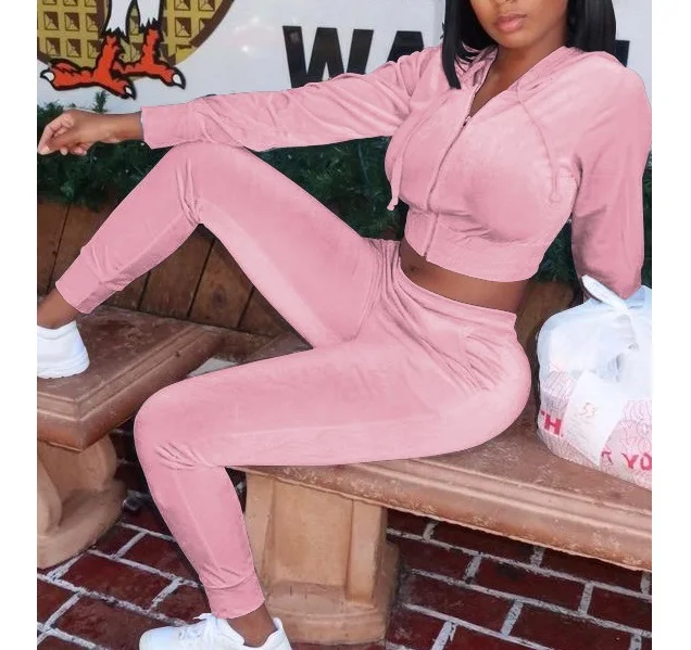 

Wholesale Clothing Vendor 2021 Hoodie And Pant Women Two Piece Set Clothing