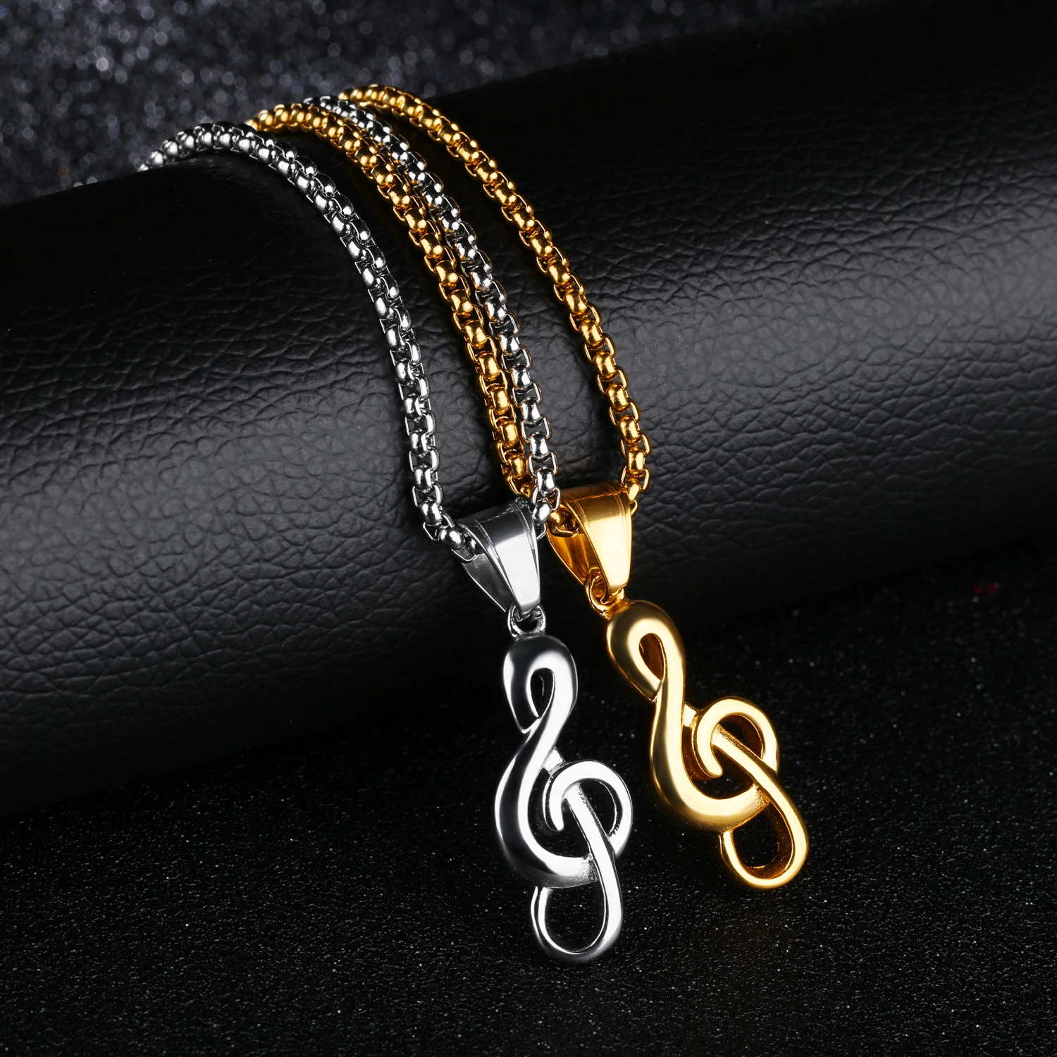 

Women's Men's Music Note Necklace Silver/18K Gold Plated Treble Clef Music Note Pendant Jewelry Gifts for Music Lover