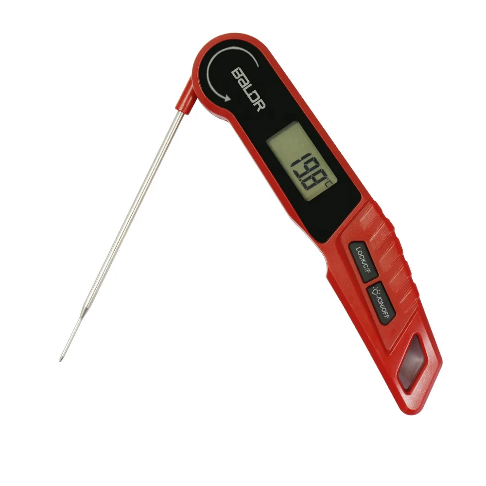 

B0371 New Arrival Digital Kitchen Foldable BBQ Meat Thermometer Digital Timer Red Instant Read Handheld for sale Food thermomet