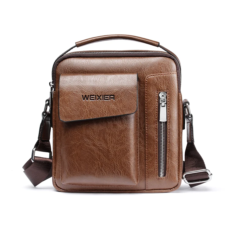 

Vintage single shoulder bag business casual crossbody bag leather messenger bag men, Black, brown