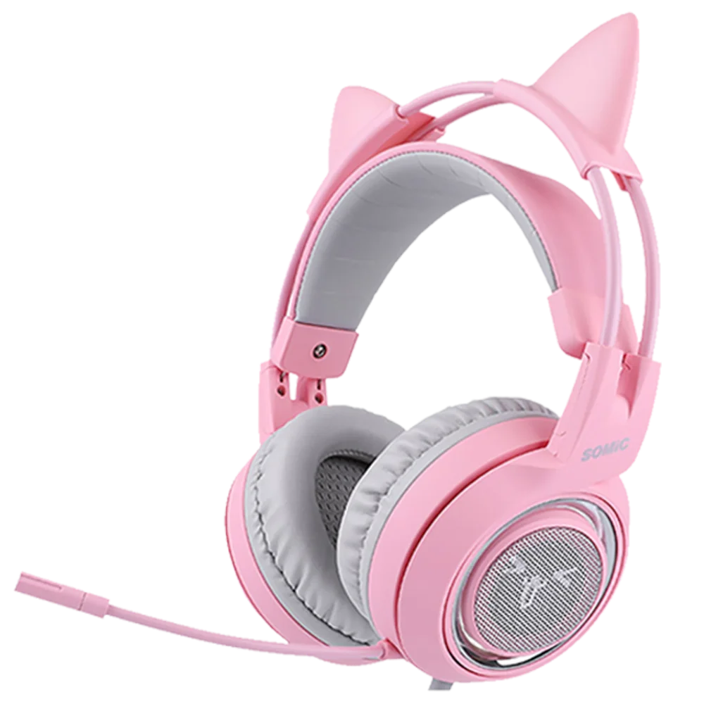 

SOMIC G951 Pink Cat Headphones Virtual 7.1 Gaming Headphone Vibration LED USB Headset kids Girl headband headset with Mic for PC