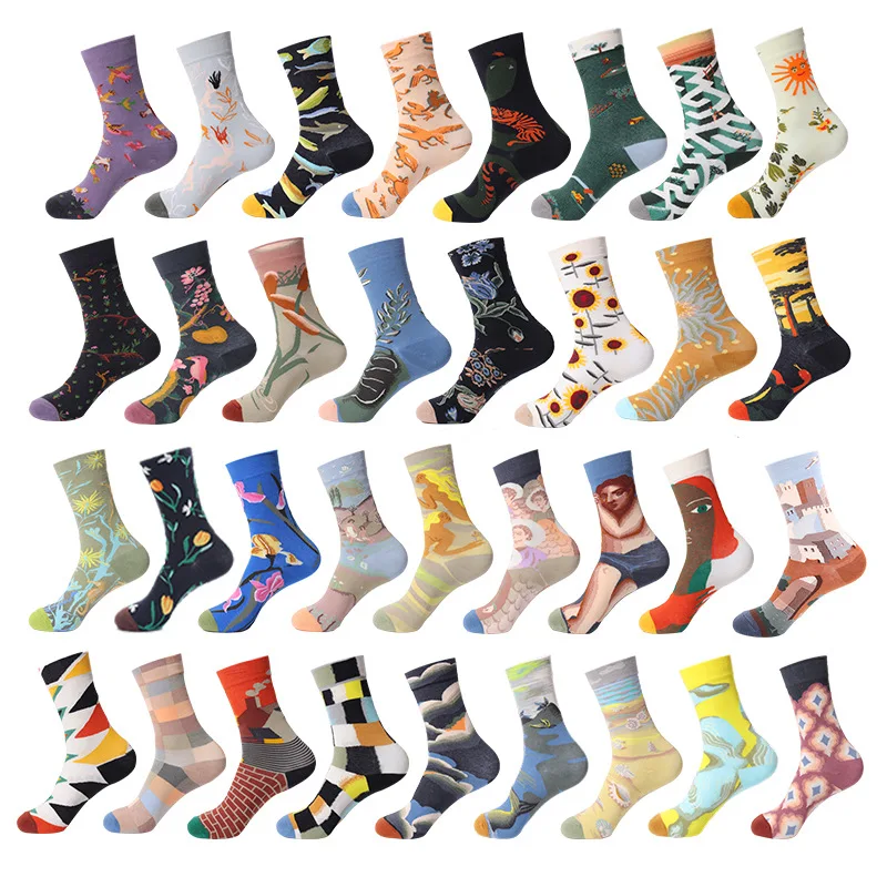 

Comlor OEM Calcetines New Sport Cotton Socks Colorful Printed Socks Funny Happy Crew Socks Unisex, 34 colors