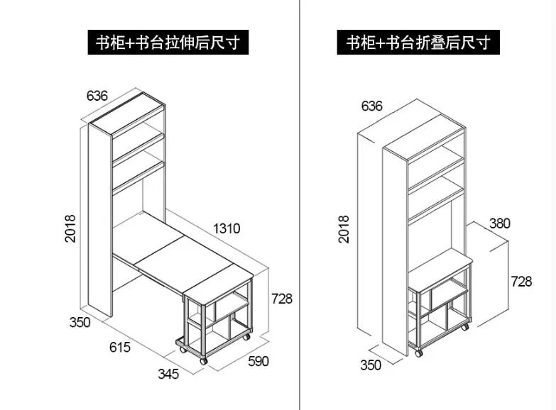 Space Saving Furniture Folding Bookcase With Folding Study Table Buy
