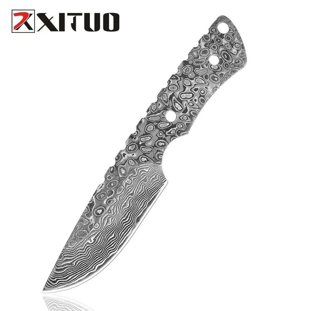 

XITUO DIY Damascus Knife blank Fixed Blade Sharp Survival Hunting Camping Knives Outdoor EDC Tools Fruit Knife Accessories