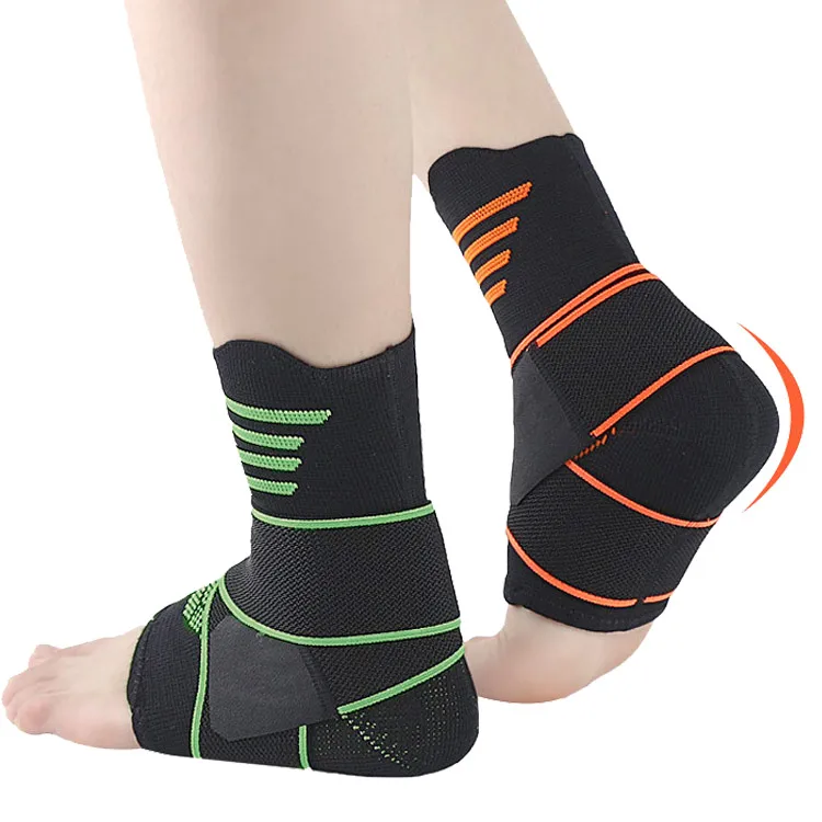 

3D Weave Elastic ankle Bandage Ankle Support Compression Strap Sleeves brace for Football Basketball, Green, gray, orange