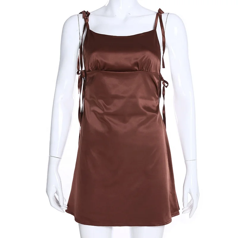 

B51065A New design women sexy satin bandage fashion dress, Brown