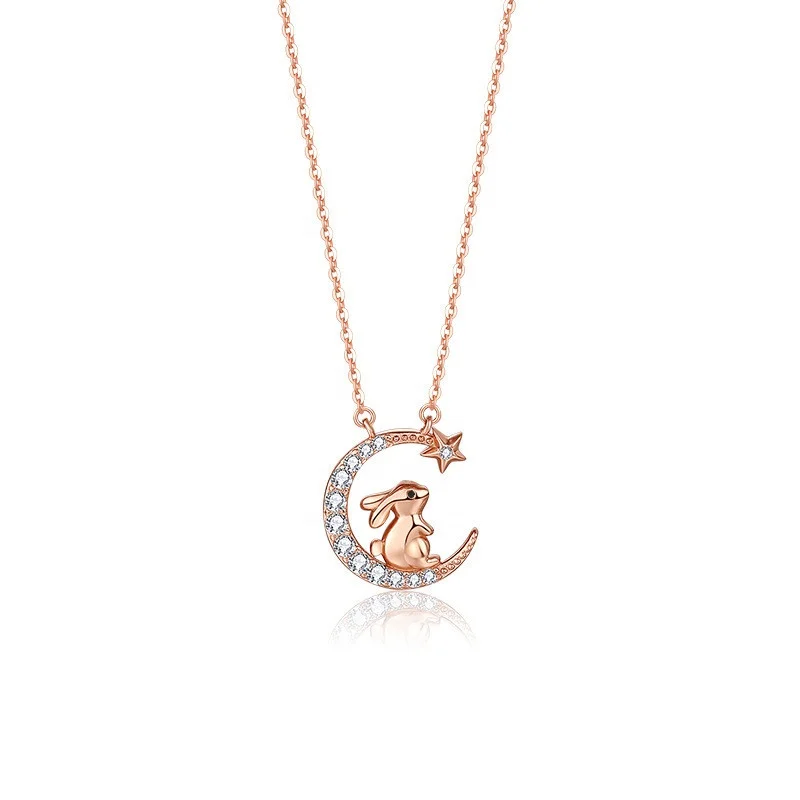 

The most popular 18K gold-plated female jewelry moon and star diamond zodiac necklace, Picture shows