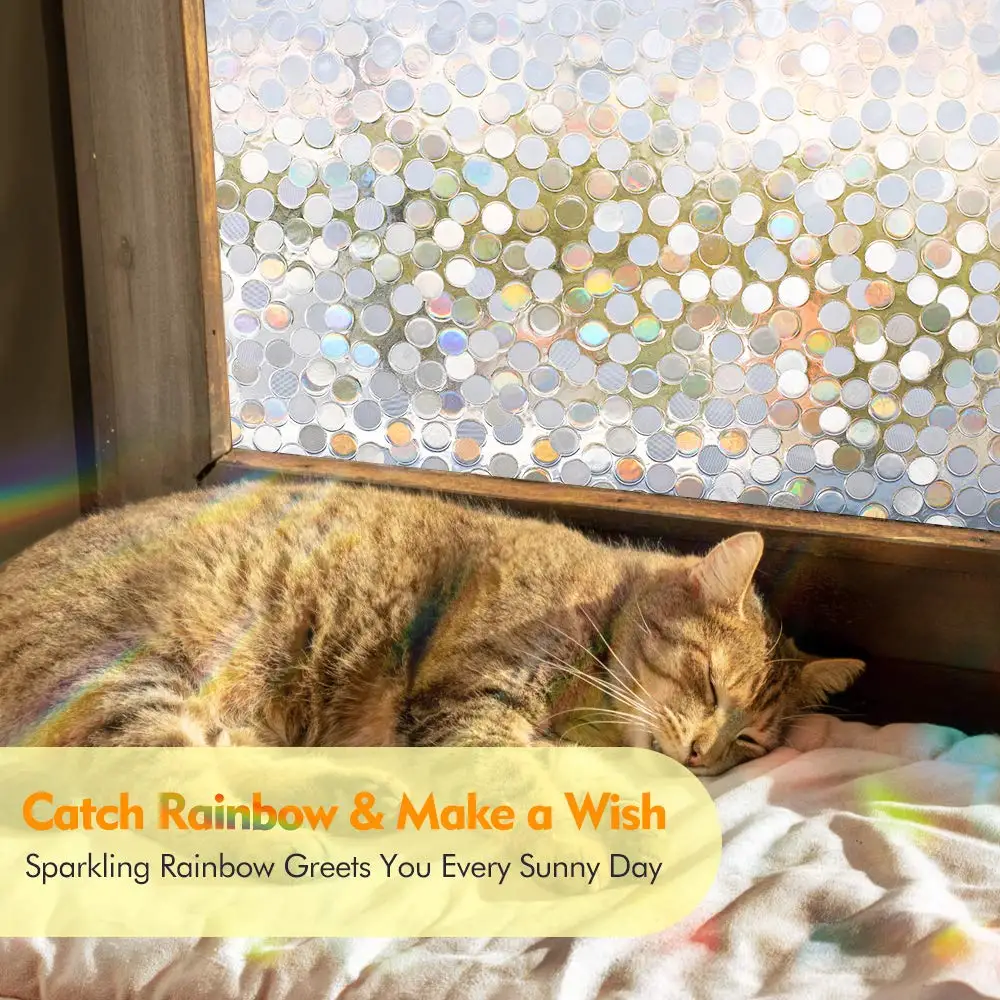 

Rainbow Effect Removable Self Adhesive Glass Sticker 3D Decorative Glass Window Film Static Cling Window Vinyl Sticker