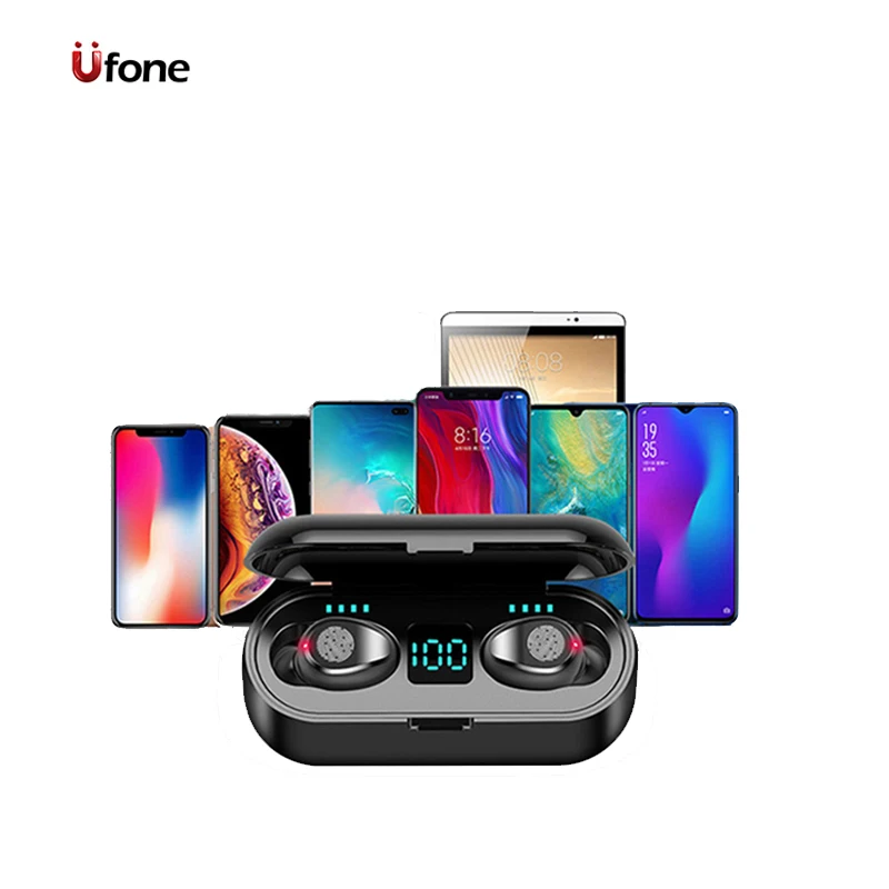 

Ufone New Hot Sell F9 F9-5 Wireless Stereo Earbuds Earphone Blue Tooth Hifi Headphone Tws F9 For iPhone, White black