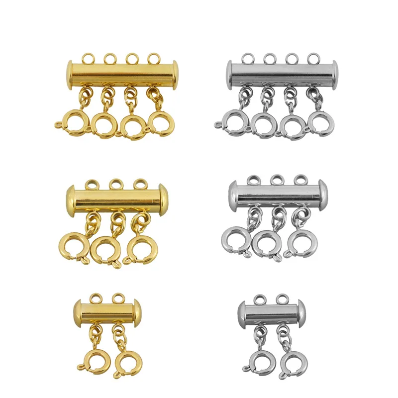 

Hobbyworker  Stainless Steel Layering Double Row Connection Buckle Magnetic Clasp For Diy Jewelry Making Accessories A0417, Gold/rose gold/steel