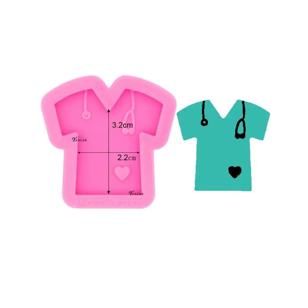 

S821 mini silicone scrub top mold for doctor nurse badges, Random