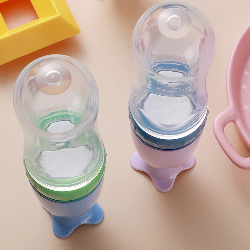 

100% Eco-Friendly Baby Silicone Milk Feeding Spoon Straw Feeding Bottle
