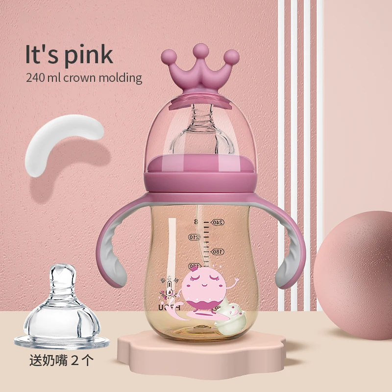 

240ml 300ml pink Eco Friendly Wide Neck Food Grade Silicone Baby Feeding Bottle China Manufacturer Wholesale, Customized color