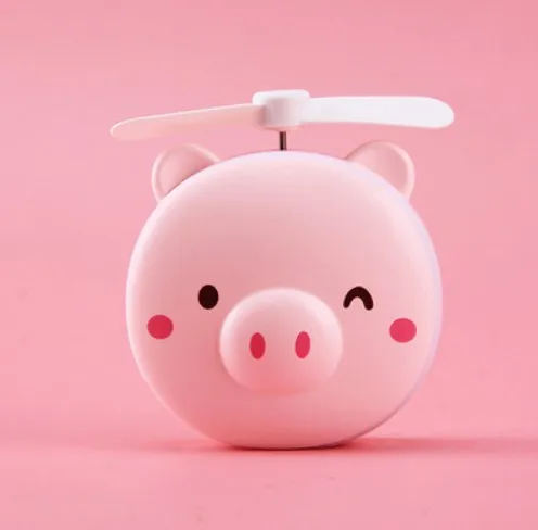 

Portable Makeup Mirror Mini Cartoon Cosmetic Mini Fan with USB LED Light, Pink