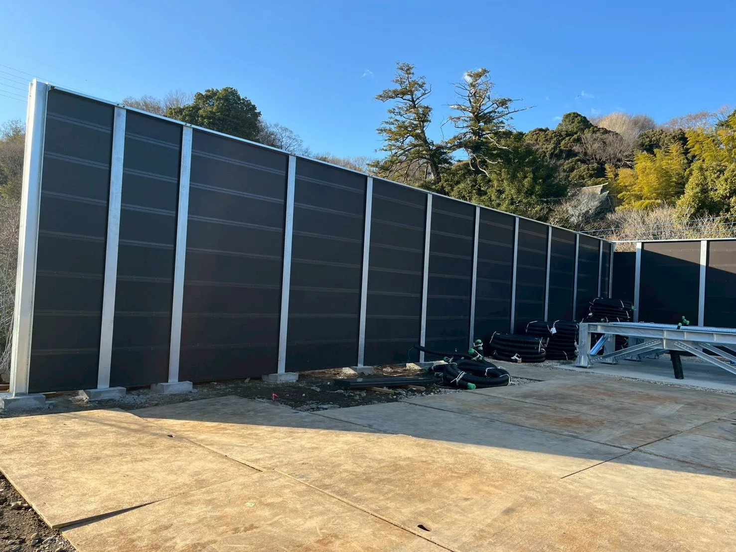 BESS equipment enclosed by metal acoustic barriers