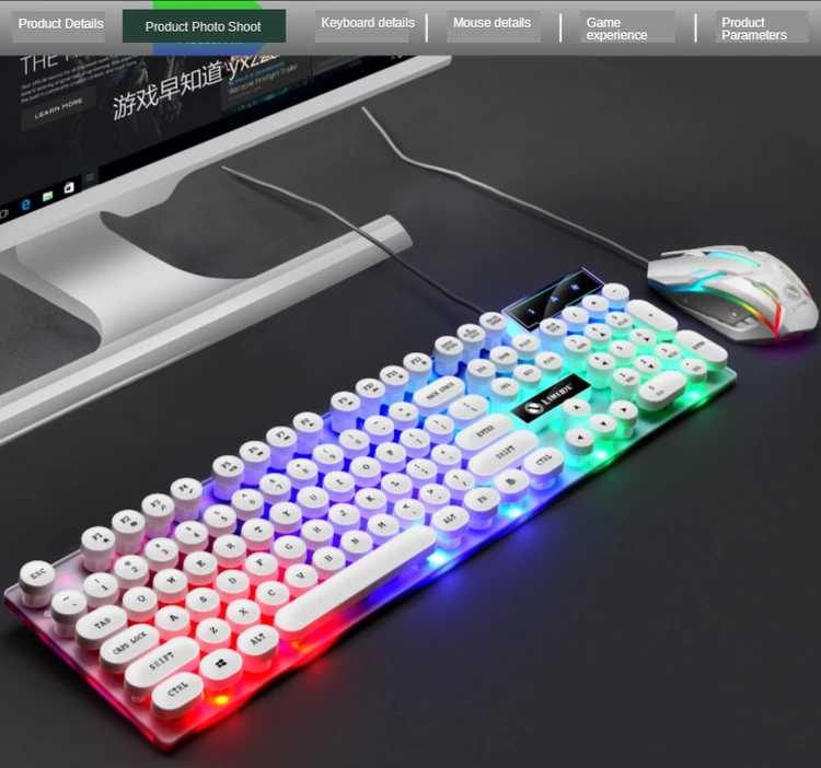 lightweight wired keyboard and mouse set led