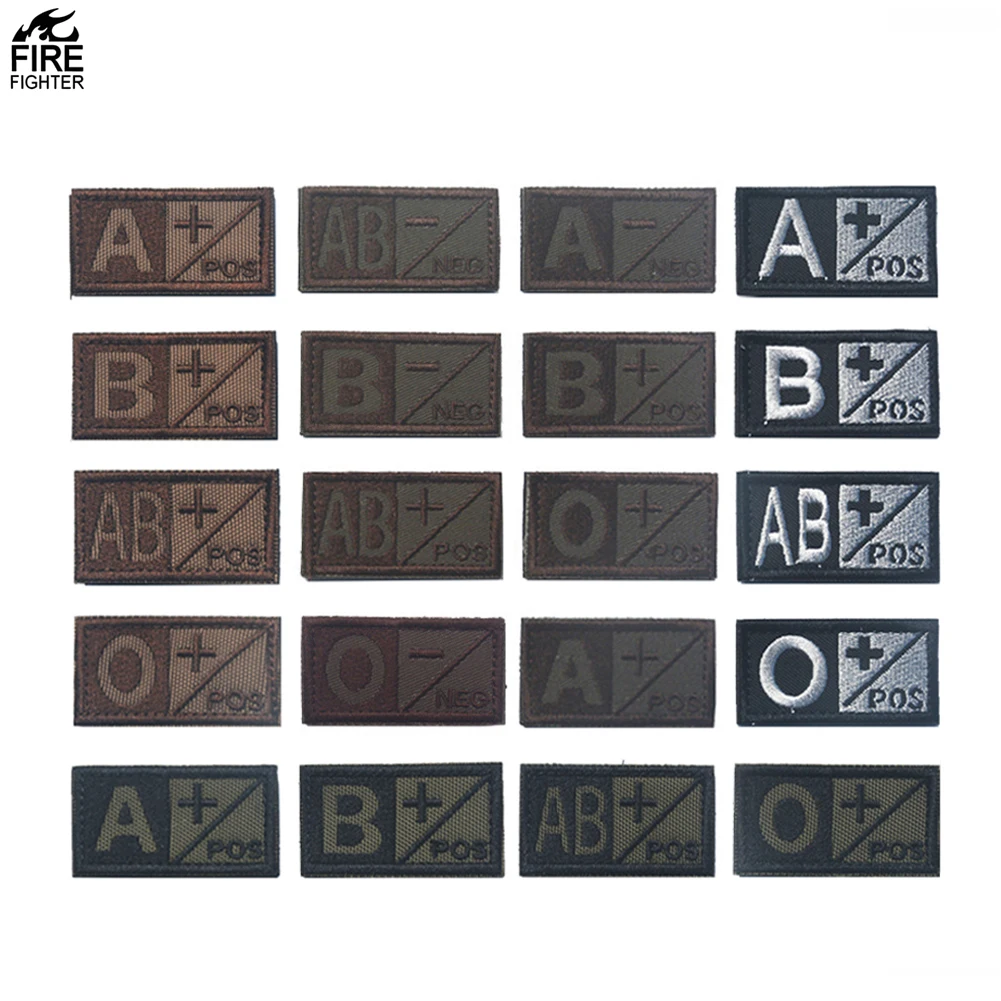 

Embroidered Blood Type Patch A+ B+ AB+ O+ Negative Positive Group Tactical Military Badge Applique, Customized colors