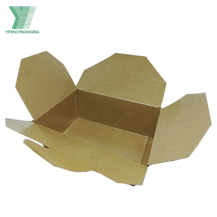 

China supplier custom shape food-grade kraft paper box eco friendly brown color folding box for hamburger salad packaging