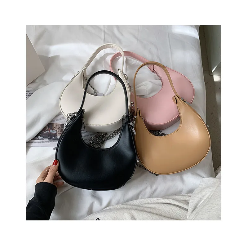 

Simple Dumpling Texture Chain New Solid Color PU leather Bolsas Summer Womens Casual Thin Shoulder Strap Purses And Handbags