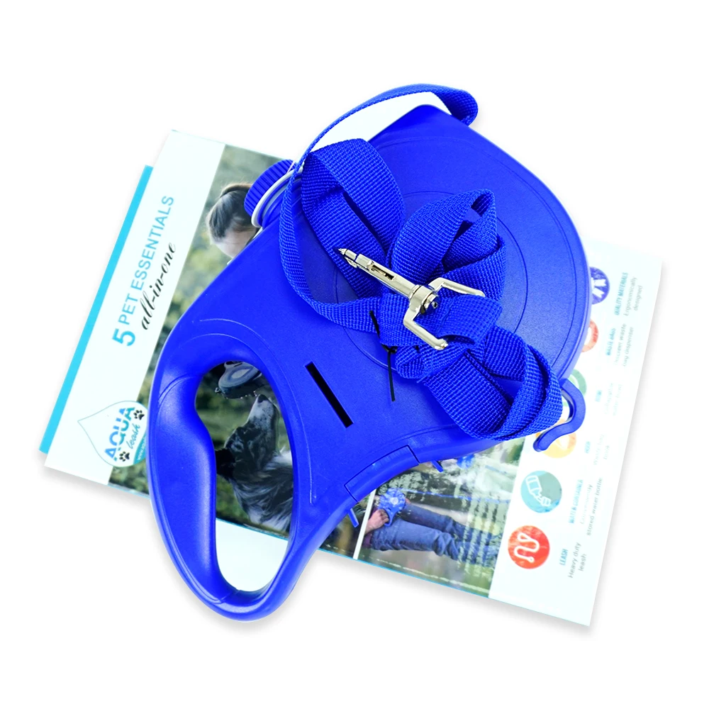 

Lash Suppler Multi Function Non-toxic Pet Water Bottle Fold Bowl Set Dog Leash, Black blue red