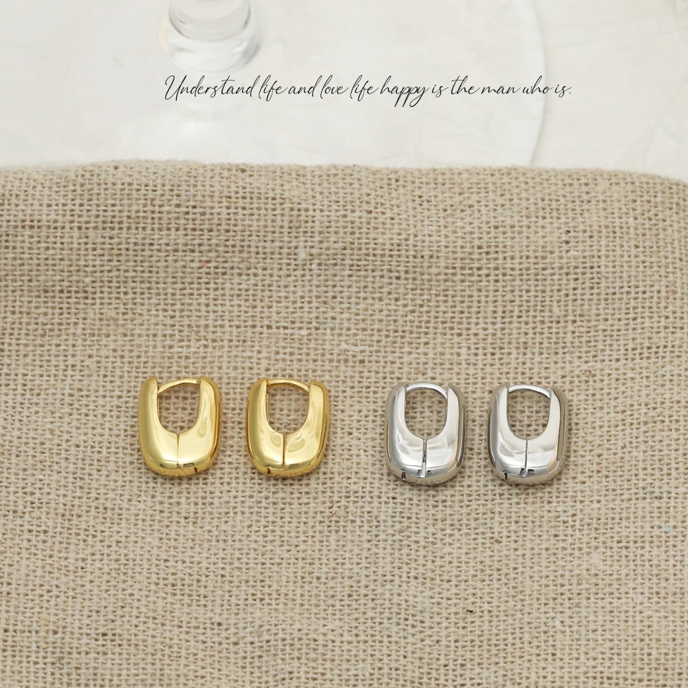 

VIANRLA 925 sterling silver fashion clasp earrings gold plated or rhodium plated huggie earrings