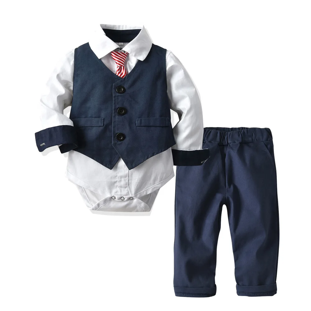 Newborn Romper Cotton Formal Clothes For Boys Gentleman Suit Baby Boys' Clothing Set 20C585