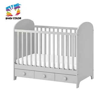 Best Design Gray Wooden Baby Cot Bed 