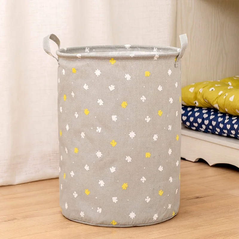 

Portable Waterproof Cotton Washing Bin Foldable Clothes Bag Collapsible Cotton Fabric Laundry Basket