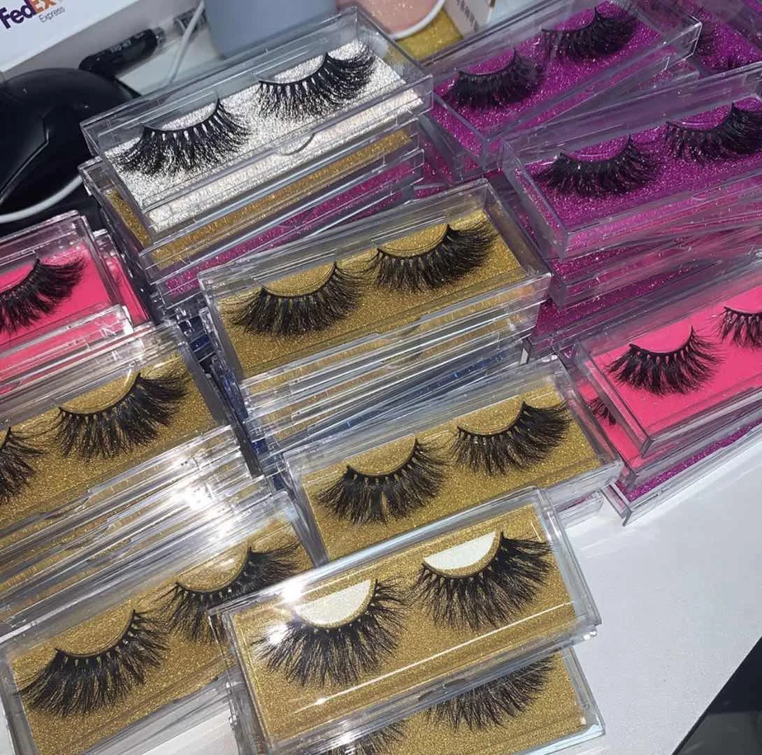 

wholesale 18mm 20 mm 25mm 30mm 3d 5d 6d fluffy whispy 7 pairs 100% real mink strip eyelashes bulks candy shape vendor