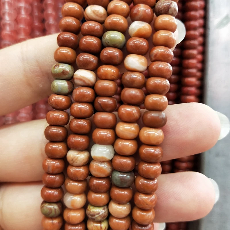 

Natural Red Agate Jasper Bead 4x6 mm Rondelle Loose Strands Beads Abacus Disc Wheel Gemstone String Jewellery For Jewelry Making, Red agate strands