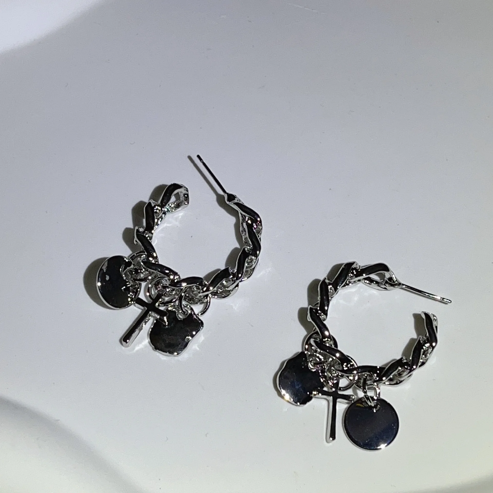 

925 Silver Needle Simple and Stylish Exaggerated Cross Long Tassel Earrings Jewelry Women