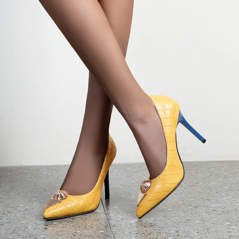 

New Arrivals Bridal Fancy Sandal Women Pointed Toe Sexy Stiletto Lady High Heel Wedding, White/yellow/blue